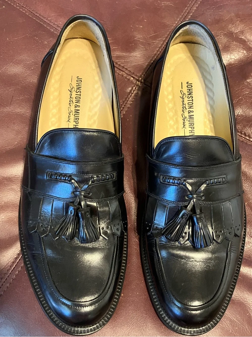 Johnston & Murphy Black Leather Sz 11 M Kiltie Tassel shoes